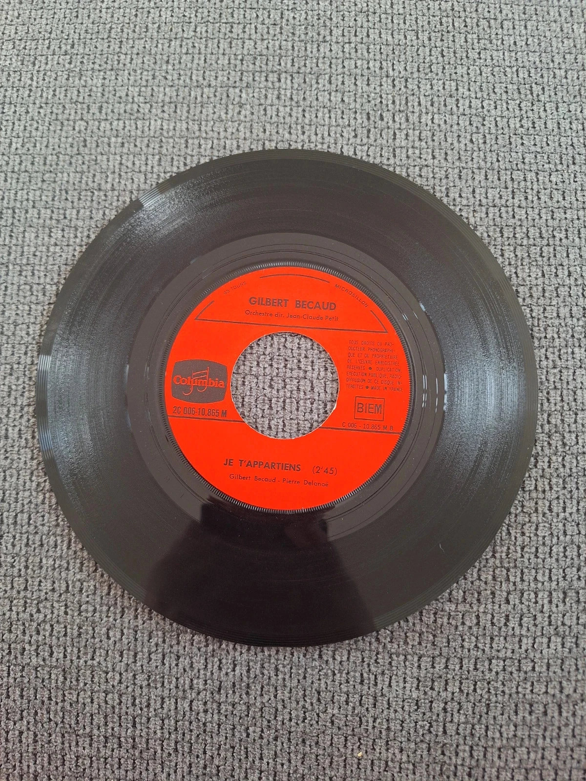 Vinyle 45 tours Gilbert Becaud L'homme et la musique – photo 4